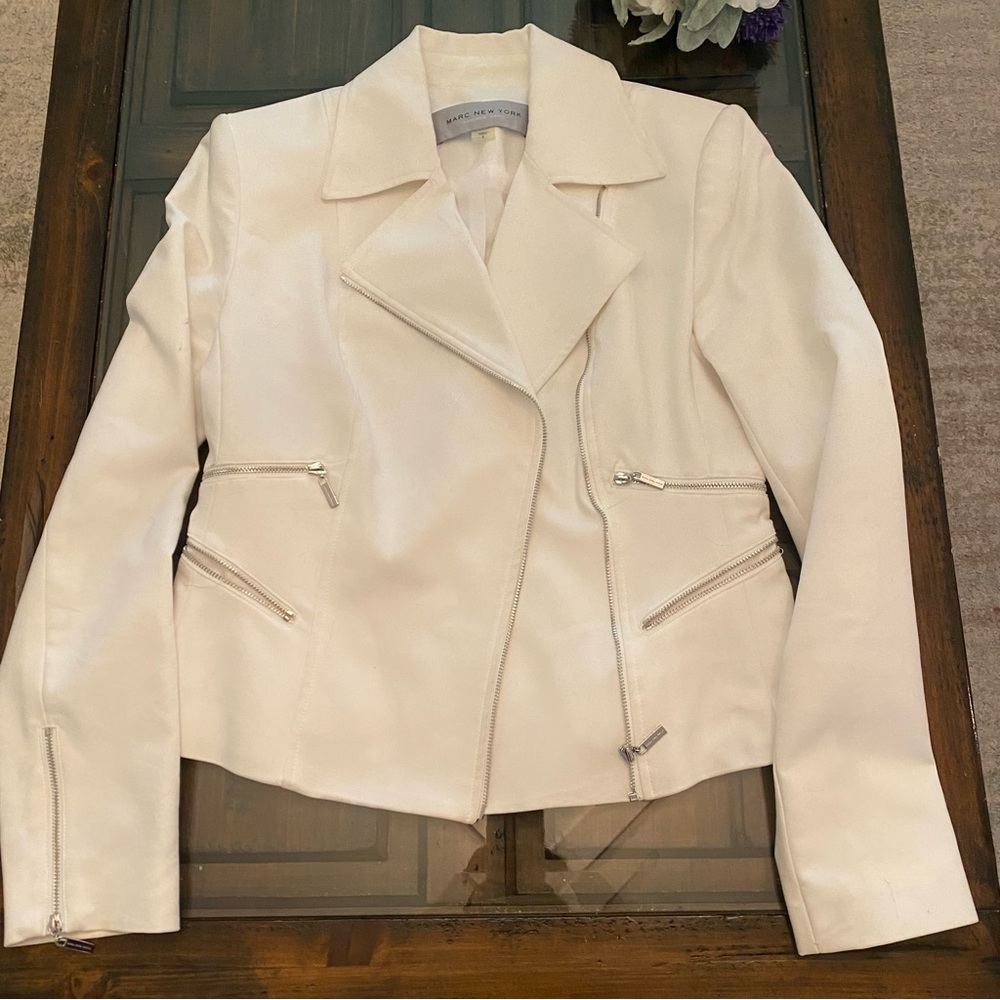 Marc New York White Moto Biker Jacket size 2